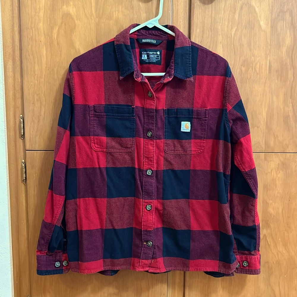 Carhartt Rugged Flex Flannel in Chili Pepper Red Black Buffalo Plaid